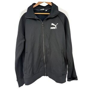 Puma Mens T7 Track Jacket Black White Full Zip Large Track Jacket Sportswear